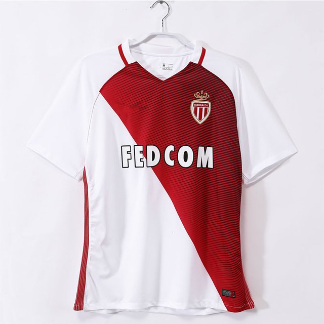 Camiseta De Fútbol Clásica De Manga Corta Roja Y Blanca De La Liga De Campeones De Verano Del Mónaco 2016/17XL