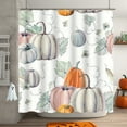thumbnail image 4 of hengsof Fall Pumpkins Maple Leaf Shower Curtain, Autumn Leaves Harvest Thanksgiving Farmhouse Watercolor Seasonal Bathroom Curtain Punch-free, 4 of 6