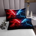 thumbnail image 3 of Erosebridal Chic Lightsaber Coverlet Set Twin, Blue Red Bedding Set, Lightning Decor 2 Pieces, 3 of 5
