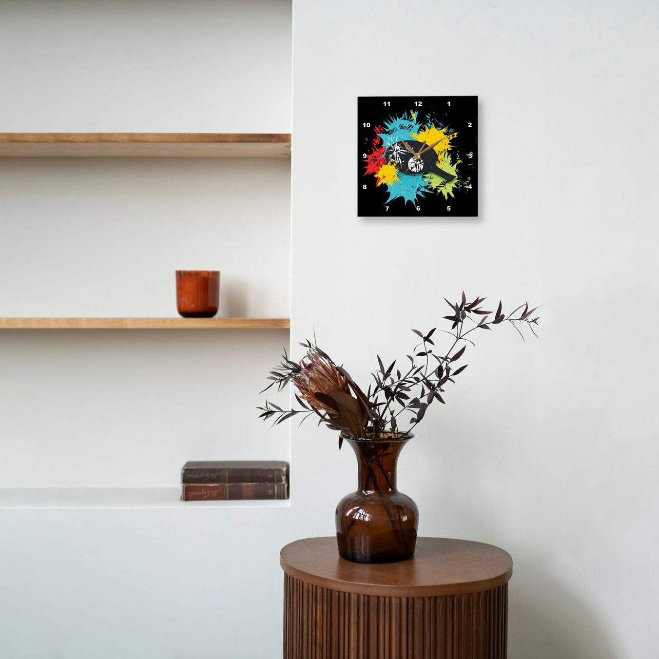 3dRose, A Trendy Table Tennis Paddle in a Splash of Colors, 15x15 Wall Clock