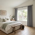 thumbnail image 2 of 100% Blackout Faux Linen Curtains for Livingroom Bedroom W50 X L96,2 Panels Set Thermal Insulated Curtains With Free 20 Ring Clips - DarkGrey, 2 of 9