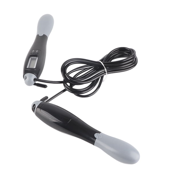 Cuerda de saltar electrónica con batería, cuerda de saltar con conteo digital inalámbrica para deportes de fitness, color gris