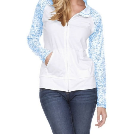 Women Static Jersey Contract Raglan Long Sleeve Zip Hoodie, Style WJP0651