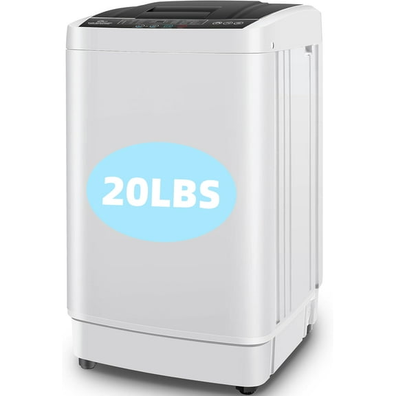 Veeboto 20 LBS Washing Machine, Fully-Automatic Washing Machine, 10 Wash Programs/8 Water levels with Drain Pump, Laundry with LED Display & 1 Adjustable feet for Home, Apartment, Dorm