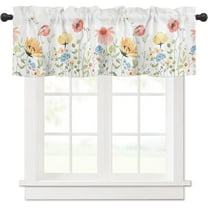 Rdsfhsp Flowers Curtain Valance Window Treatment Watercolor Flowers Spring Plant Rod Pocket Short Window Valance for Kitchen Windows Living Room Bedroom 54 x 18 Inch, 1 Panel