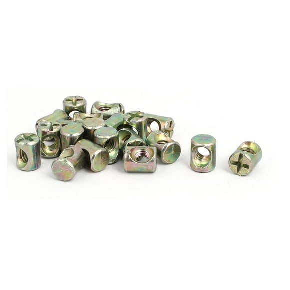 Unique Bargains M6 x 12mm Cross Dowel Slotted Barrel Nuts 20PCS for Furniture Bed Crib Chair