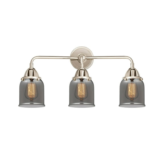 Innovations Lighting  Nouveau 2 Bell - 3 Light 23" Bath Vanity Light Polished Nickel/Plated Smoke