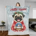 thumbnail image 3 of Hello Welcome Winter Pug Holding Snow Globe Snowman Cozy Fleece Blanket Dog Lover Gifts Warm Soft Throw Blanket - 13015, 3 of 5
