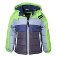 thumbnail image 2 of Sportoli Boys Hooded Colorblock Winter Puffer Jacket Coat - Green (Size 5-6), 2 of 3