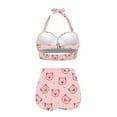 thumbnail image 4 of Suhoaziia Women Bathing Suits 2 Piece Breathable Tummy Control Bikini Underwear with Adjustable Straps,Cute Cartonn Pig Swimwear Halter Ruched Bathing Suit Size M, 4 of 6