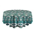 thumbnail image 5 of Teal Geometric Boho Pattern Round Tablecloth 60"x60",Wrinkle Wipeable Table Cloth for Kitchen Dining Room Picnic Patio Party, 5 of 6