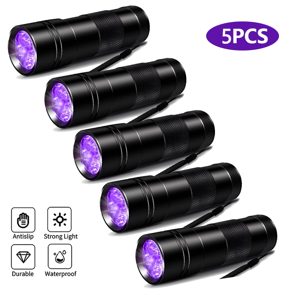 Black Light, 5 Pcs UV Handheld Blacklight Flashlights 12 Led 395nm Mini Light Torch Detector for Pets Urine and Stains