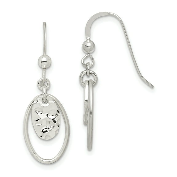 Primal Silver Sterling Silver Hammered Oval Dangle Earrings