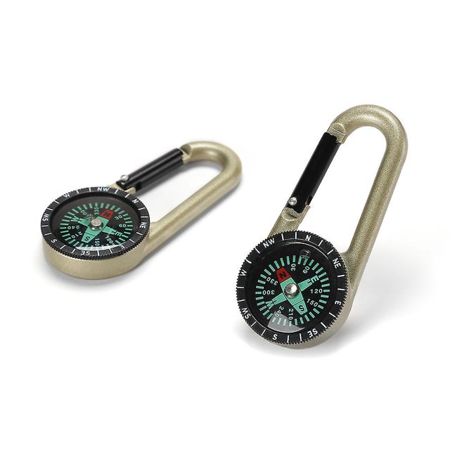 champagne-boussole Avec Mousqueton 2pcs Brújula multifunción Mousquetons portátiles Porte-cls Avec Boussole Boussole Clips Pour Extrieur Campi