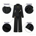 thumbnail image 4 of HAYIMI Womens Long Sleeve Plus Size Outfits Sets Lapel Jacket Wide Leg Pants Business Work Two Piece Solid Color Comfort Clothes Sets, 4 of 8