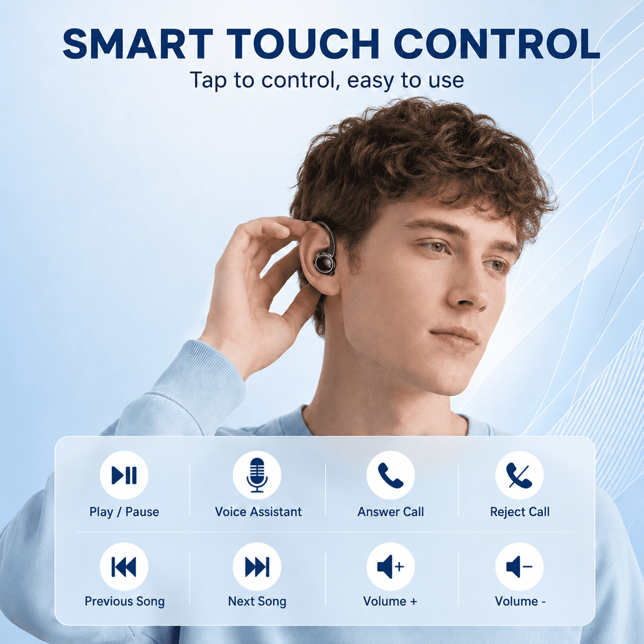 Wireless Earbuds, Bluetooth 5.4 Headphones Sports, 50H Playback Over Ear Earbuds with ENC Noise Cancelling Mic, Deep Bass Fitness Earphones Gym Running Workout with Earhooks, IP7 Waterproof Headset