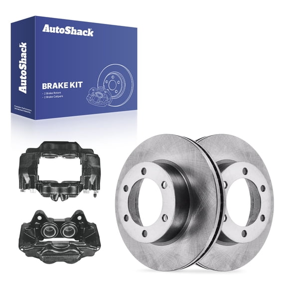 AutoShack Front Brake Rotors & Black Calipers for Toyota, Tundra 2000-2006, 4WD RWD V6 3.4L 4.0L V8 4.7L - 12.55" (318.72 mm), 6-Lug