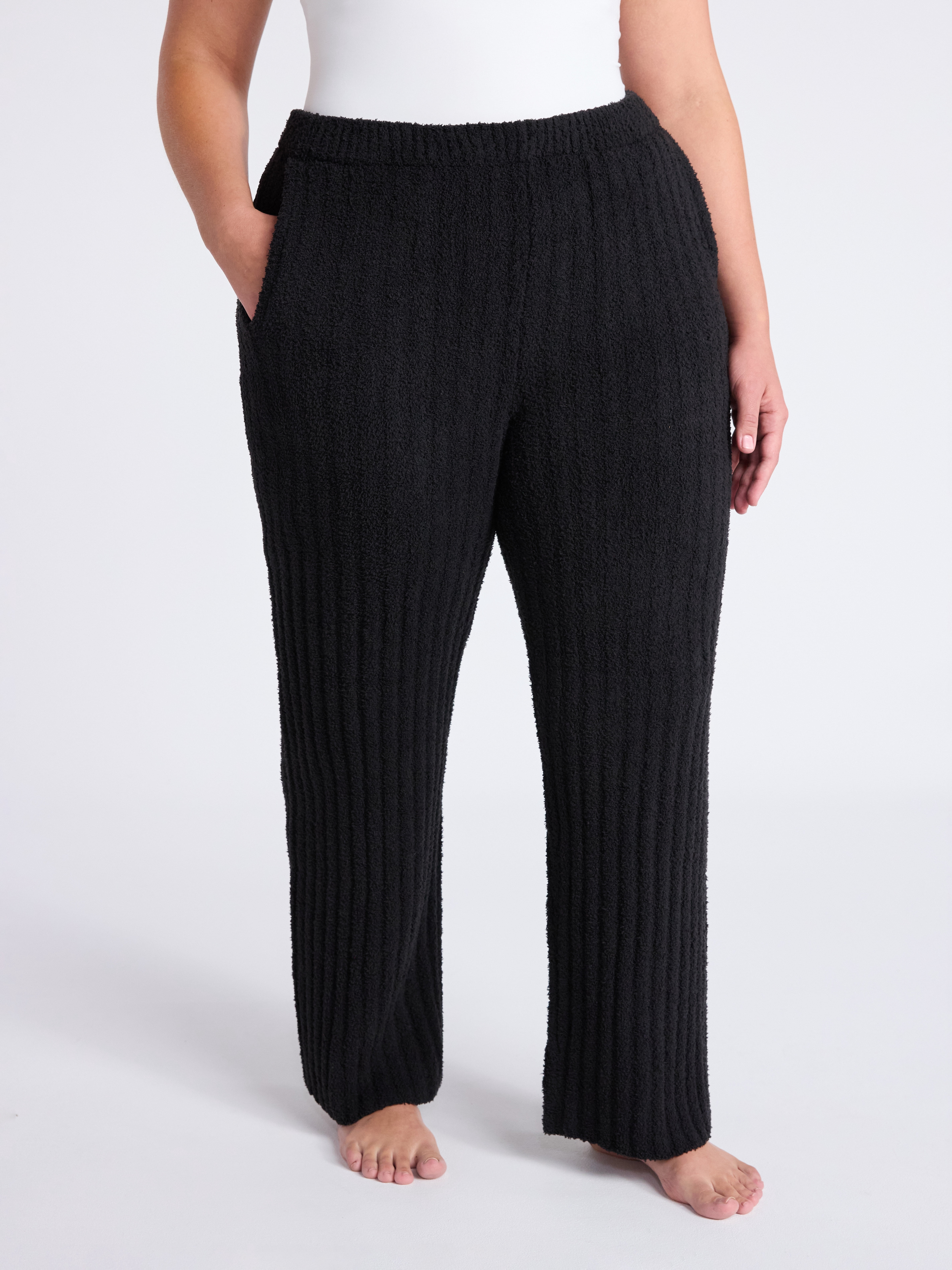 Joyspun Women's Sleepwear Ribbed Wide-Leg Pants, Sizes XS-3X