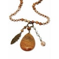 thumbnail image 2 of PalmBeach Jewelry Genuine Brown Jasper Antiqued Goldtone Boho Drop Necklace, 34 inches, 2 of 7
