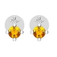 thumbnail image 2 of Dazzlingrock Collection 3mm Round Citrine & White Diamond Pushback 2 Stone Stud Earrings for Women (0.05 ctw, Color I-J, Clarity I2-I3) in 10K White Gold, 2 of 4