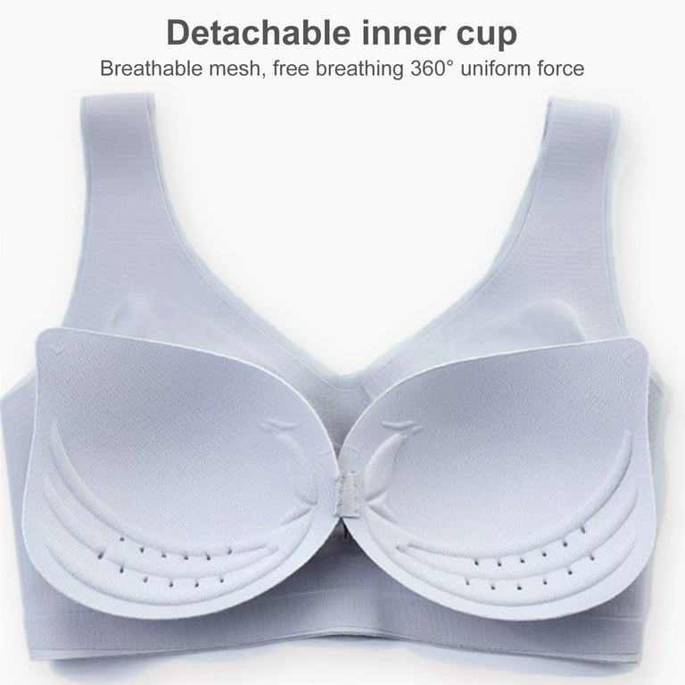 rygai Lady Bra Wireless Breathable Plus Size Thin Full Cup Support