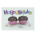 thumbnail image 1 of Birthday Cutting Board, 3D Illustration of Chocolate Covered Cupcakes with Greetings Attached Celebration, Decorative Tempered Glass Cutting and Serving Board, Large Size, Multicolor, by Ambesonne, 1 of 1