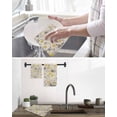 thumbnail image 5 of Yellow Grey Botanical Kitchen Dish Towels for Drying Dishes Set of 2, Spring Floral Watercolor Rustic Waffle Weave Microfiber Hand Tea Bathroom Towels Quick Dry & Absorbent Towel 15.7x23.6, 5 of 7