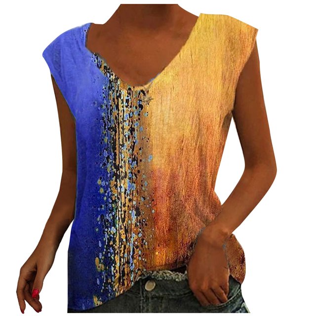 Birdeem Womens Summer Casual Design V-Neck Button Print Undershirt