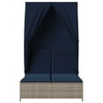 thumbnail image 3 of vidaXL Double Sun Lounger with Roof and Curtains Gray Poly Rattan, 3 of 6