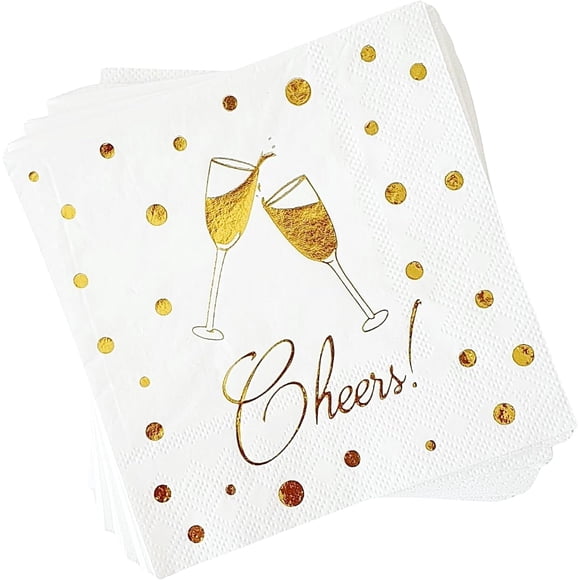 Elegante Servilleta de 3 Capas para Bodas, Compromisos, Bebidas y Postres. Servilletas Cheers Perfectas para Fiestas, Festivales y Eventos (100).