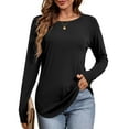 thumbnail image 3 of JYLFC Long Sleeve Tops for Women Raglan Round Neck Tunic T-shirts, Black XL, 3 of 7