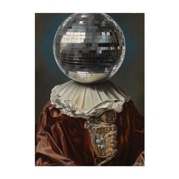 Antique Disco Ball, A Man with Disco head - Photography Surrealism Modern Art Pop Art Retro Fashion Humor Whimsical Unframed Wall Art Print 4 x 6 inches