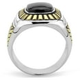 thumbnail image 3 of Two-Tone IP Gold (Ion Plating) Stainless Steel Ring with Synthetic Onyx in Jet for Women Jet Stone Color Style TK3294 Size 9, 3 of 4