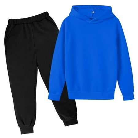 

XJDJHC Boys Girls Summer Beach Outfits Clothes Children Kids Casual Solid Color Long Sleeve Hoodie Pullover Sweatshirt Tracksuit Jogger Sweatpants Unisex 2 PC Sweatsuit Set 13-14 Years