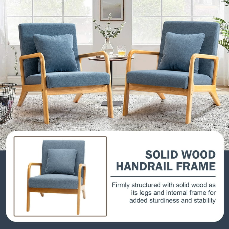 Mid Century Modern Accent Chairs Living Room Chair Set of 2 Fabric