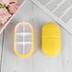thumbnail image 2 of EeaseMX Pastillero portátil de 2 piezas, contenedor de medicina de emergencia, caja ovalada de seis compartimentos, mini estuche de plástico para pastillas, para uso doméstico (verde y amarillo), 2 of 7