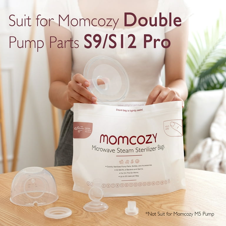 Momcozy Microwave Steam Sterilizer Bags, 8 Count Travel Sterilizer Bags  Reusable for Breast Pump Parts/Baby Bottles