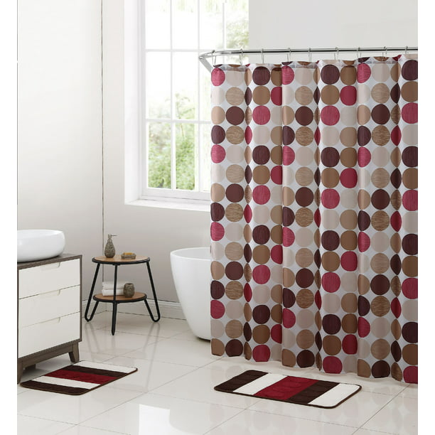 Mainstays Orbit 15 Piece Shower Curtain, Bathroom Shower Curtains Sets