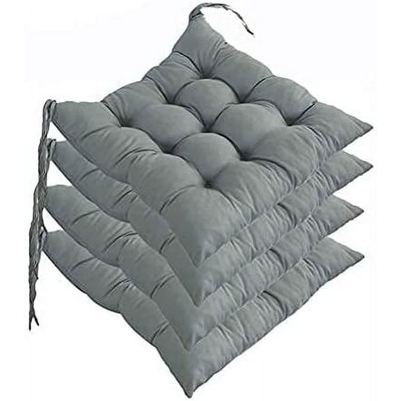 Namzi Assorted Gray Cotton Chair Pads Square Outdoor Seating Cushions, 4 Count