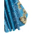 thumbnail image 4 of Tallas de talla grande Impresión de hoja floral Detalle túnico top Rosegal  Camisetas sin mangas de talla grande, 4 of 5
