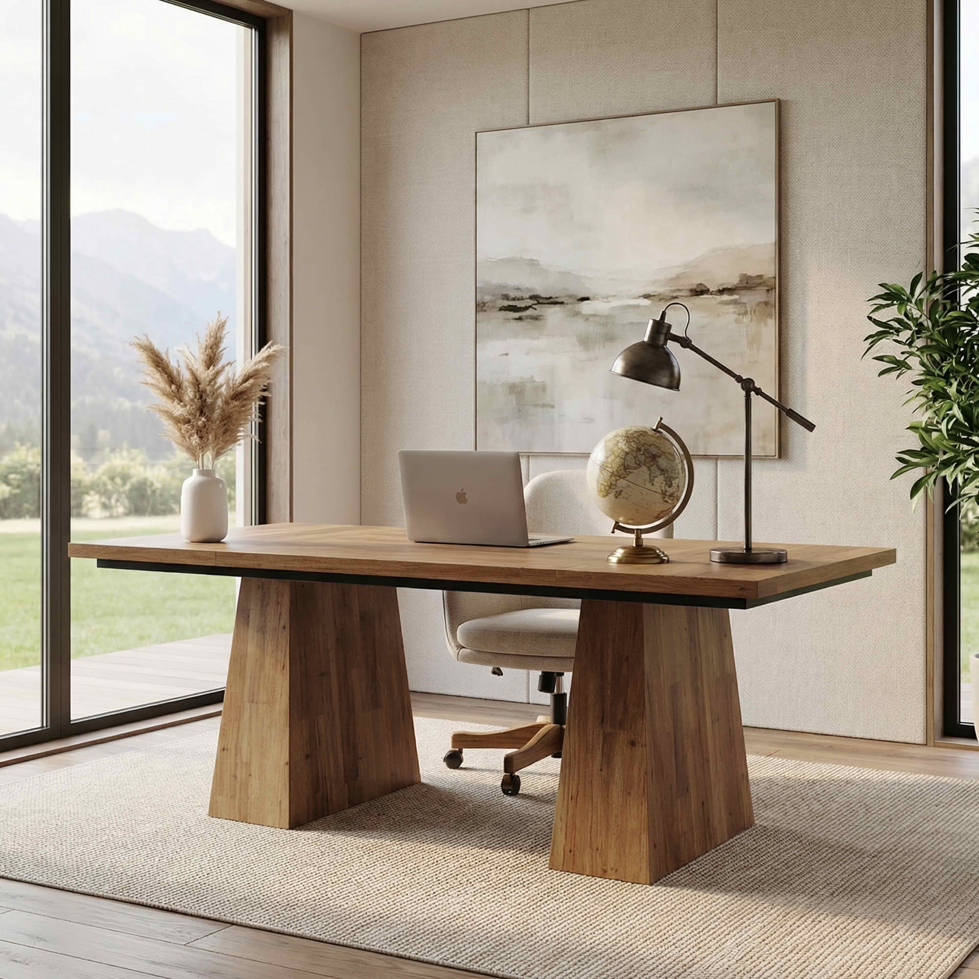 MAYEERTY 63 Inch Farmhouse Dining Table, Rectangular Wood Kitchen Table for 6 People with Tapered Legs