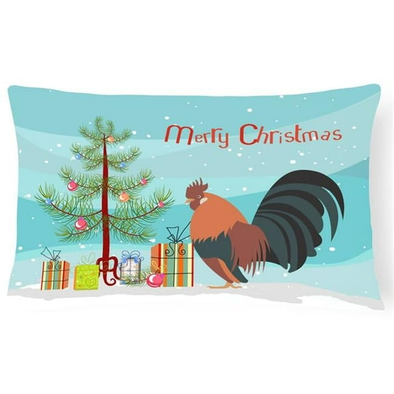 Carolines Treasures BB9203PW1216 Dutch Bantam Chicken Christmas Canvas Fabric Decorative Pillow, Teal, 12H x16W,