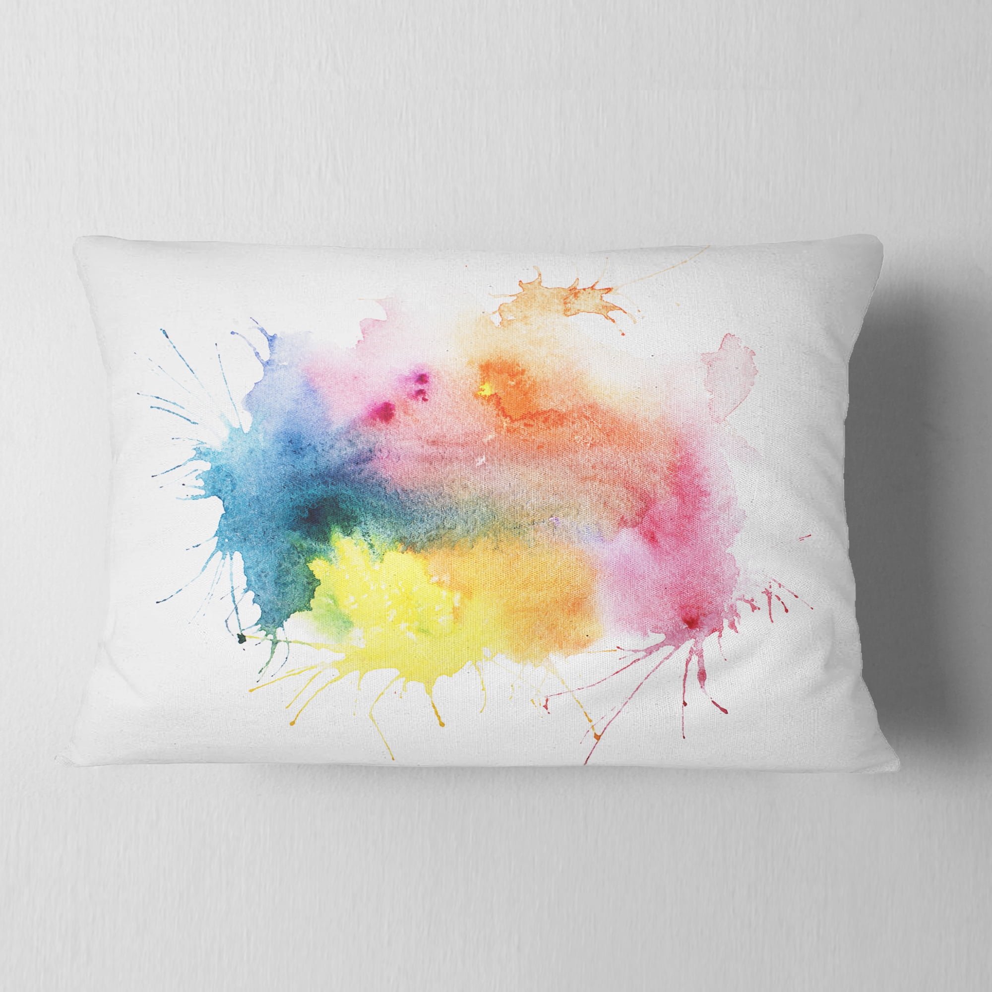 Designart Abstract Blots Aquarelle Art - Abstract Throw Pillow - 12x20