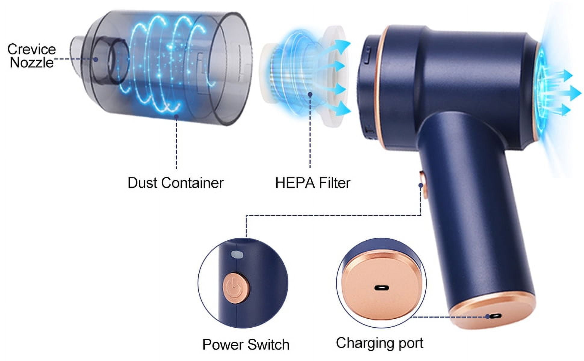 120W 8000Pa Strong Suction Handheld Vacuum Cleaner, Mini Cordless Handheld Vacuum, Rechargeable Portable Handheld Vacuum for Car, Home and Office Cleaning