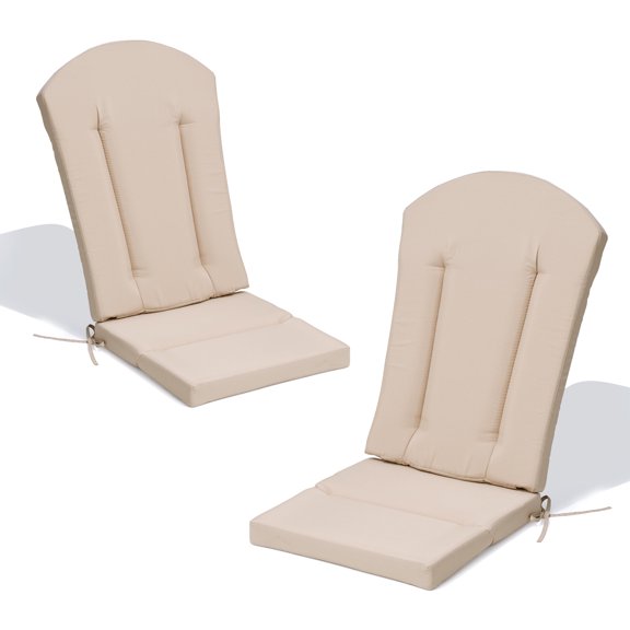 Pellebant High-Back Adirondack Chair Cushions Set of 2, 50"x20"x2.5", Outdoor/Indoor Patio Cushions with Ties, Water-Resistant, Fade-Resistant, Comfortable Foam Padding (Beige)