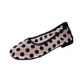 thumbnail image 2 of Samdudou Womens Flats Closed Toe Slip On Ballet Shoes Sheer Mesh Upper Velvet Polka Dot Pattern Breathable Casual Dressy Loafers Summer Office Vacation Party Footwear, 2 of 9