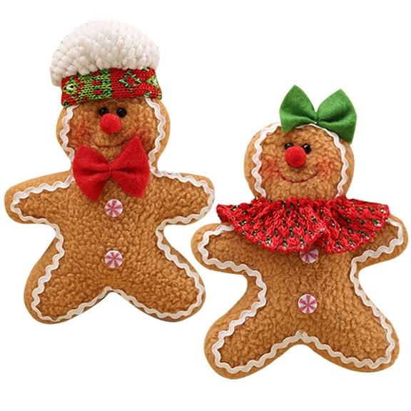 COOPHYA Gingerbread Man Christmas Tree Topper Decorations 2Pcs Brown Wool Felt For School And Family Gatherings