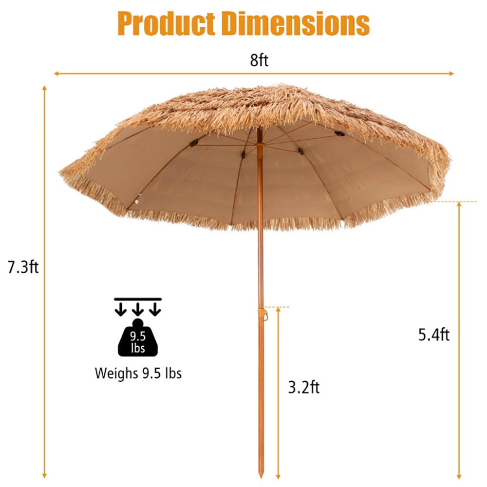 Aimee Lii 8 Feet Patio Thatched Tiki Umbrella Hawaiian Hula Beach Umbrella, Sunbrella Umbrella Outdoor Patio