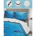 thumbnail image 4 of Quilts Queen Size Bedding Set, Blue Turtle Coastal Lightweight Quilted Comforter, Summer Beach Nautical Ocean Coral Soft Reversible Bedspread Coverlet with Pillow Covers for All Season, 90" x 96", 4 of 7