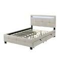 thumbnail image 6 of Full Size Platform Bed with LED Frame,Linen Fabric Upholstered Platform Bed Frame with 4 Drawers for Bedroom,Beige, 6 of 7
